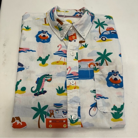 BODEN Boys Linen blend Short Sleeve Shirt size 13-14 years NWOT Multi Color - Picture 13 of 13